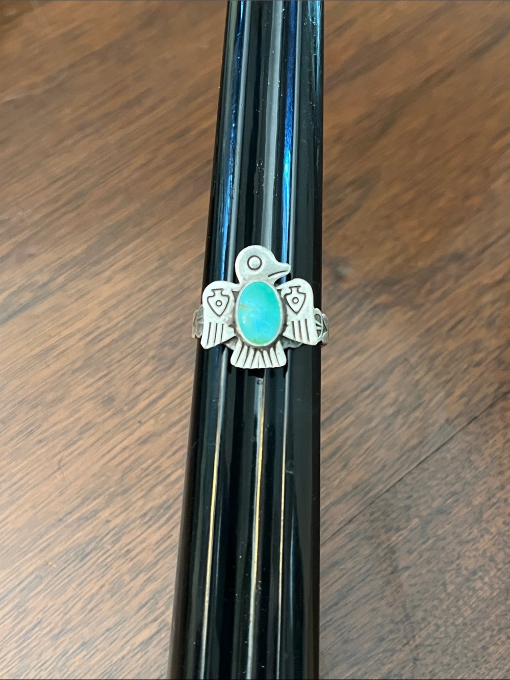 Sterling Silver Turquoise Thunderbird Ring - Blue Stone